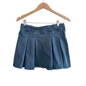 Love Cult Denim Pleated Jean Blue Mini Skirt